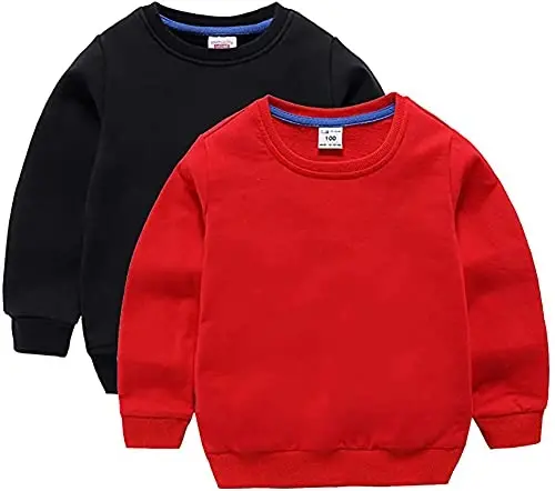 HAXICO Unisex Kids Solid Cotton Thin Pullover Sweatshirt T-Shirt Toddler Baby Crewneck Long Sleeve Tshirts Tops Blouse 