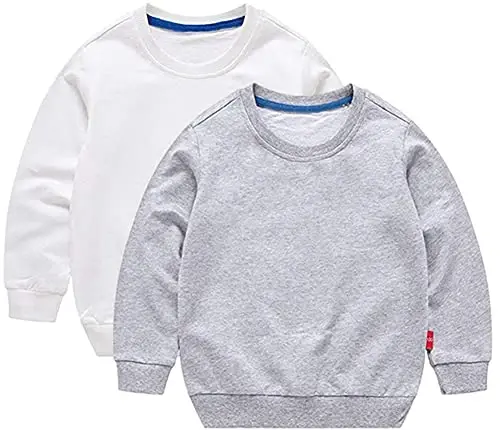 HAXICO Unisex Kids Solid Cotton Thin Pullover Sweatshirt T-Shirt Toddler Baby Crewneck Long Sleeve Tshirts Tops Blouse - 1