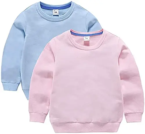 HAXICO Unisex Kids Solid Cotton Thin Pullover Sweatshirt T-Shirt Toddler Baby Crewneck Long Sleeve Tshirts Tops Blouse 