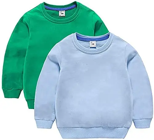 HAXICO Unisex Kids Solid Cotton Thin Pullover Sweatshirt T-Shirt Toddler Baby Crewneck Long Sleeve Tshirts Tops Blouse - 1