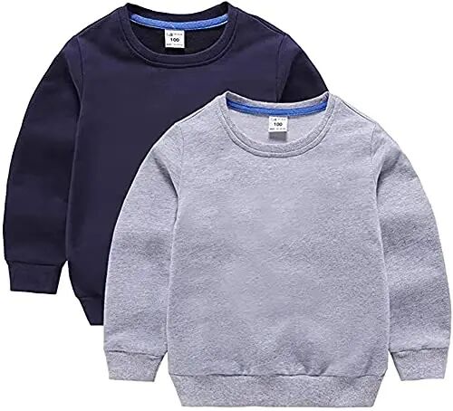 HAXICO Unisex Kids Solid Cotton Thin Pullover Sweatshirt T-Shirt Toddler Baby Crewneck Long Sleeve Tshirts Tops Blouse - HAXICO