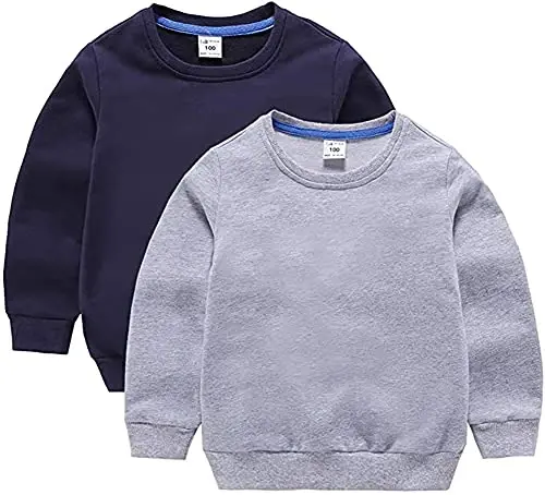 HAXICO Unisex Kids Solid Cotton Thin Pullover Sweatshirt T-Shirt Toddler Baby Crewneck Long Sleeve Tshirts Tops Blouse - 1