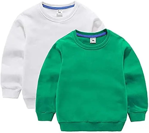 HAXICO Unisex Kids Solid Cotton Thin Pullover Sweatshirt T-Shirt Toddler Baby Crewneck Long Sleeve Tshirts Tops Blouse - 1