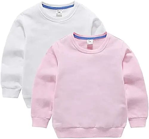 HAXICO Unisex Kids Solid Cotton Thin Pullover Sweatshirt T-Shirt Toddler Baby Crewneck Long Sleeve Tshirts Tops Blouse - HAXICO
