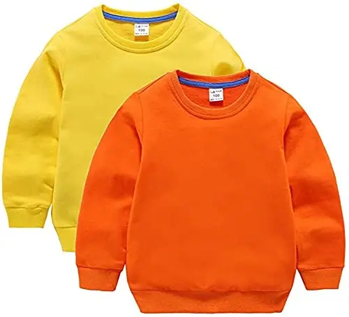 HAXICO Unisex Kids Solid Cotton Thin Pullover Sweatshirt T-Shirt Toddler Baby Crewneck Long Sleeve Tshirts Tops Blouse - 1