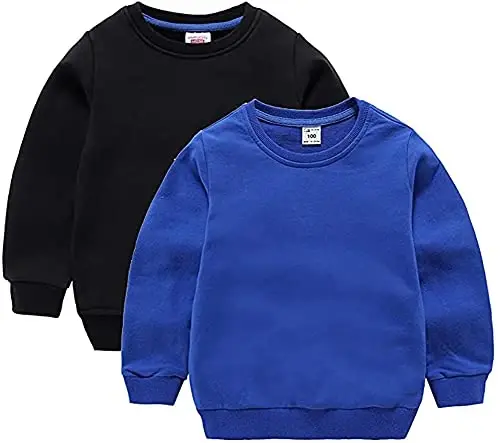 HAXICO Unisex Kids Solid Cotton Thin Pullover Sweatshirt T-Shirt Toddler Baby Crewneck Long Sleeve Tshirts Tops Blouse - 1