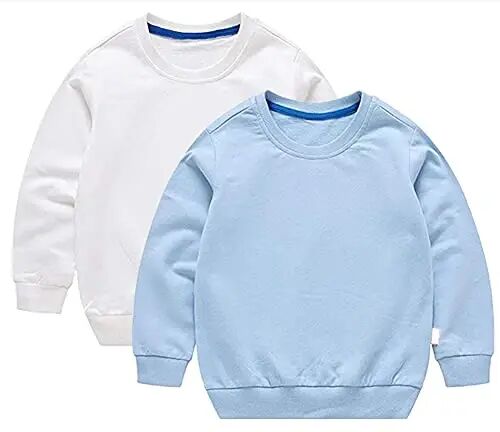 HAXICO Unisex Kids Solid Cotton Thin Pullover Sweatshirt T-Shirt Toddler Baby Crewneck Long Sleeve Tshirts Tops Blouse - HAXICO