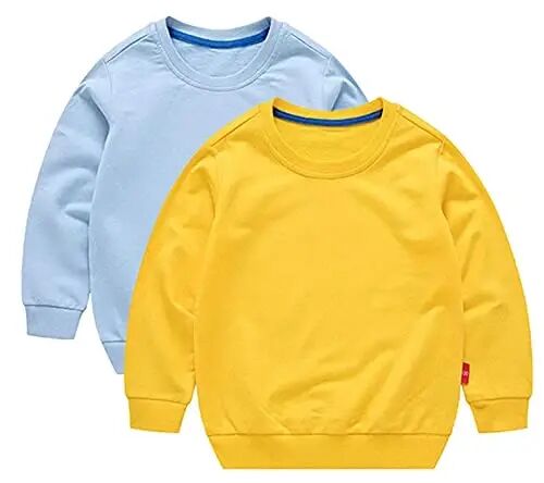 HAXICO Unisex Kids Solid Cotton Thin Pullover Sweatshirt T-Shirt Toddler Baby Crewneck Long Sleeve Tshirts Tops Blouse - HAXICO
