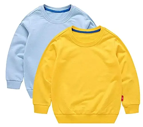HAXICO Unisex Kids Solid Cotton Thin Pullover Sweatshirt T-Shirt Toddler Baby Crewneck Long Sleeve Tshirts Tops Blouse - 1