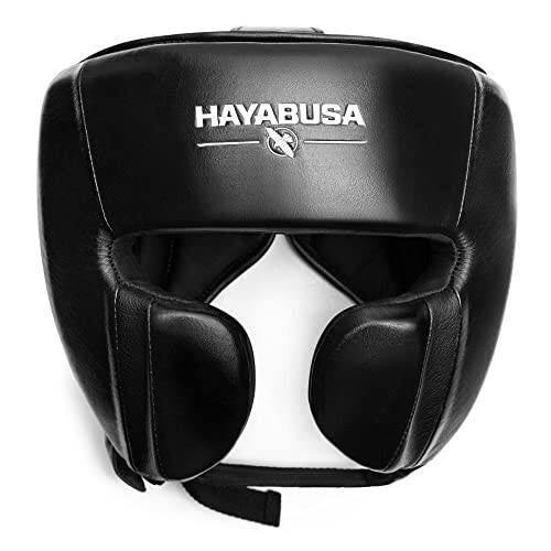 Hayabusa Pro Leather Boxing Headgear Adjustable - Black, One Size - 1