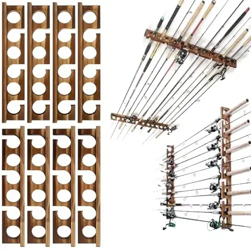 Ghosthorn Holds Up to 24 Rods Fishing Pole Rod Racks Wall or Ceiling Mounted Fishing Pole Rod Holders for Garage Storage Organizer Fishing Gear Equipment for Men Women 