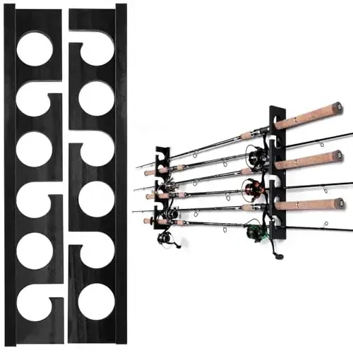 Ghosthorn Fishing Pole Rod Racks Wall or Ceiling Mounted Fishing Pole Rod Holders for Garage Storage Organizer Fishing Gear Equipment for Men Women - 1