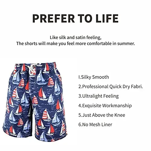 PREFER TO LIFE Men's Board Shorts, Quick Dry Swimwear Beach Holiday Party Bermuda Swim Big Pants … - 4