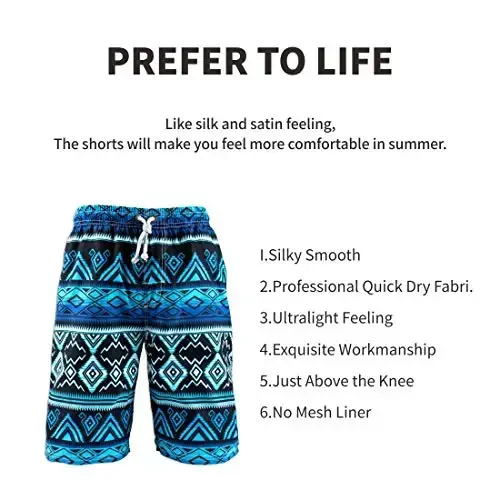 PREFER TO LIFE Men's Board Shorts, Quick Dry Swimwear Beach Holiday Party Bermuda Swim Big Pants … - 4