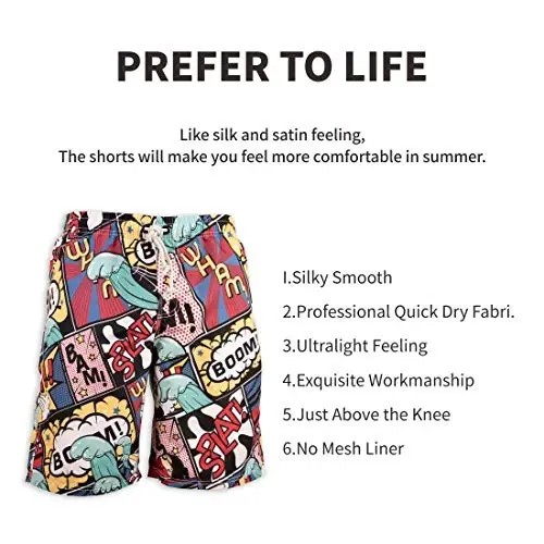 PREFER TO LIFE Men's Board Shorts, Quick Dry Swimwear Beach Holiday Party Bermuda Swim Big Pants … - 3