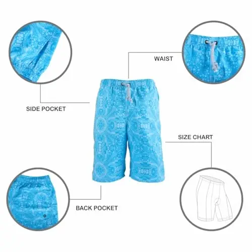 PREFER TO LIFE Men's Board Shorts, Quick Dry Swimwear Beach Holiday Party Bermuda Swim Big Pants … - 6