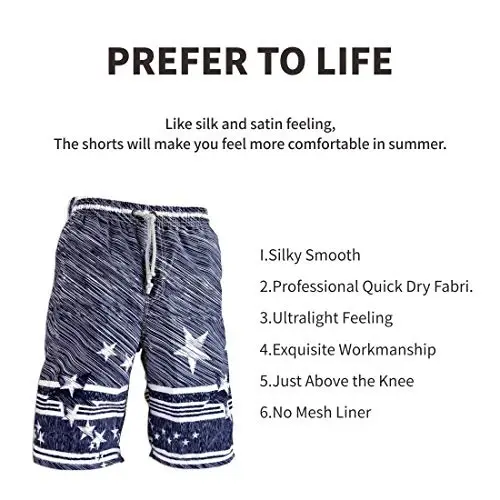 PREFER TO LIFE Men's Board Shorts, Quick Dry Swimwear Beach Holiday Party Bermuda Swim Big Pants … - 3