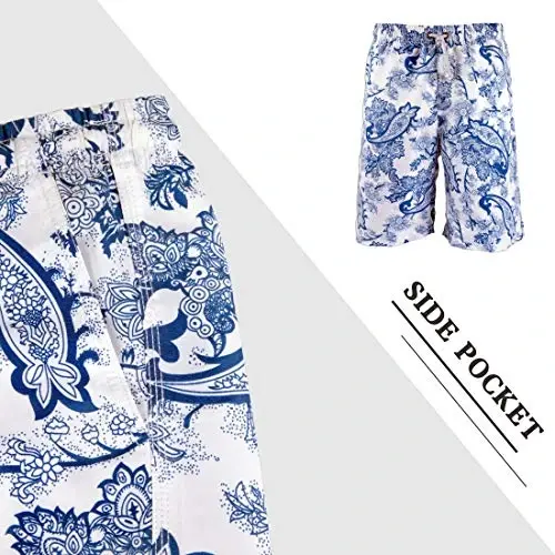 PREFER TO LIFE Men's Board Shorts, Quick Dry Swimwear Beach Holiday Party Bermuda Swim Big Pants … - 4