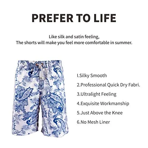 PREFER TO LIFE Men's Board Shorts, Quick Dry Swimwear Beach Holiday Party Bermuda Swim Big Pants … - 6