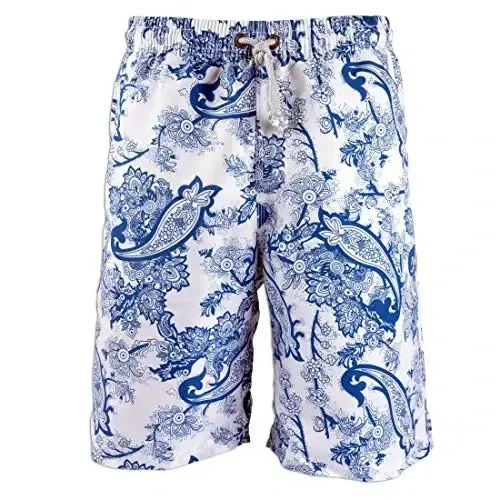 PREFER TO LIFE Men's Board Shorts, Quick Dry Swimwear Beach Holiday Party Bermuda Swim Big Pants … 