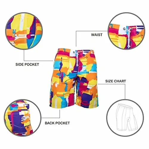 PREFER TO LIFE Men's Board Shorts, Quick Dry Swimwear Beach Holiday Party Bermuda Swim Big Pants … - 3