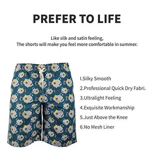 PREFER TO LIFE Men's Board Shorts, Quick Dry Swimwear Beach Holiday Party Bermuda Swim Big Pants … - 4