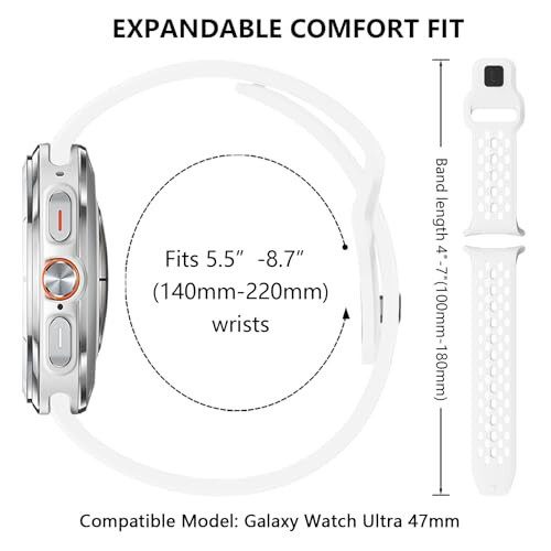 HAYONLIY Sport Дышащие Полосы, Совместимые с Samsung Galaxy Watch Ultra 47 мм (2024), Силиконовый Браслет Водонепроницаемый Заменяемый Мягкий Силиконовый Ремешок для Женщин Мужчин - 4