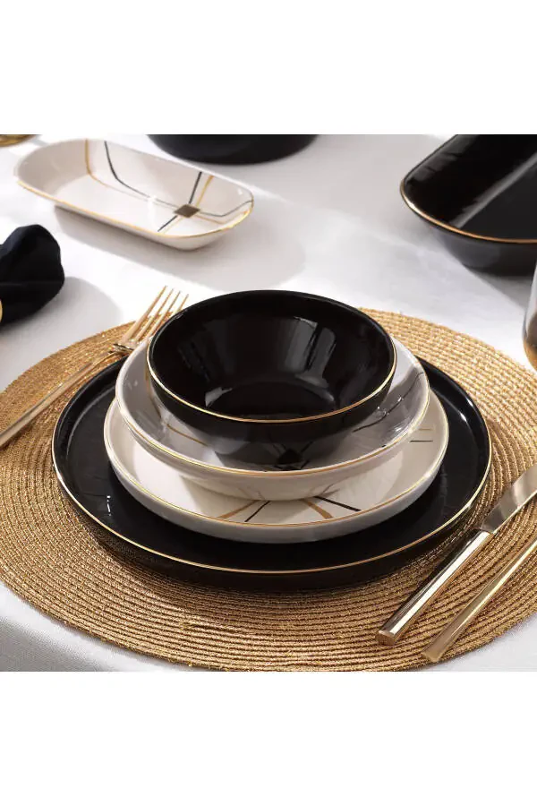 Haze Dinner Set - 55 Pieces - Black - 2