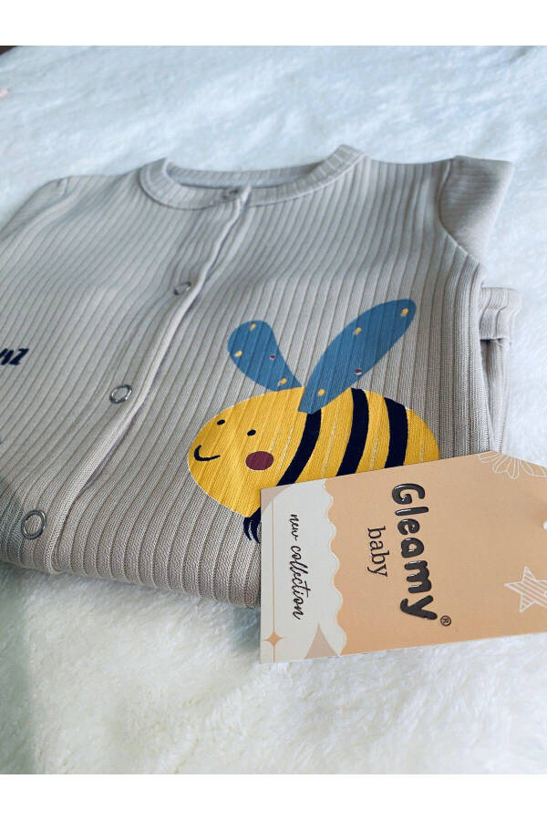 HAZELNUT BABY KIDS BEE PATTERN SNAP FASTENER SHORT SLEEVE SHIRT - 3