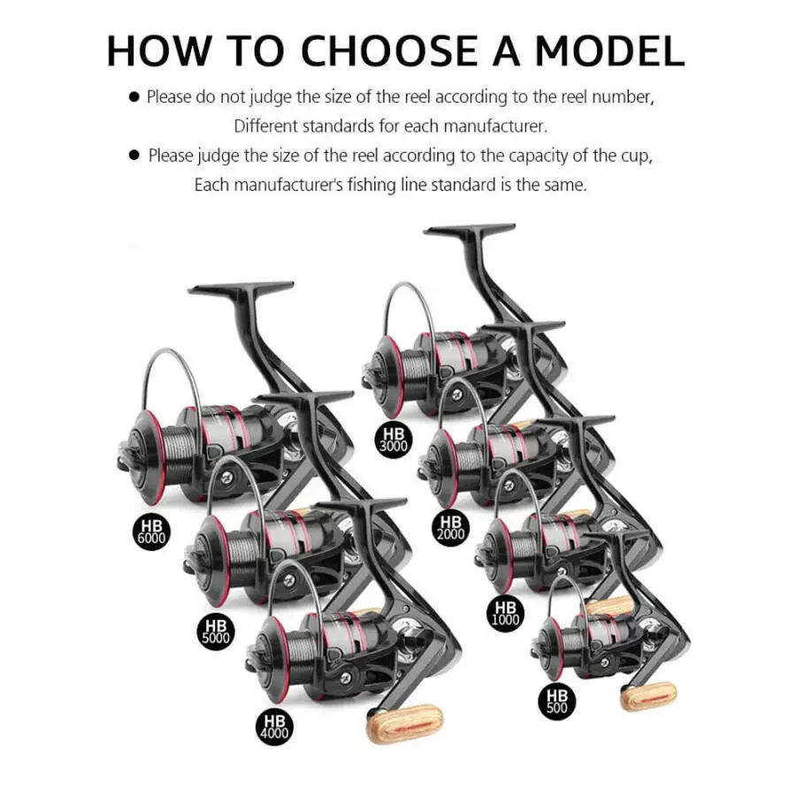 HB500-HB6000 Heavy Duty Spinning Reel Saltwater Offshore Fishing Reel Max Drag 18lbs - 5