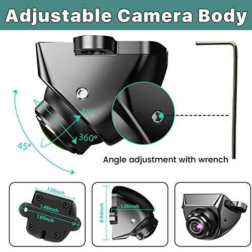 HD Backup/Front/Side View Camera, GreenYi AHD 720P Reverse Rear Cam for Car, SUV, RV, Trailer, Camper, Van, Pickup, Metal Shell, Adjustable Fisheye Lens, 170 Degrees Viewing Angle(Black) - 3