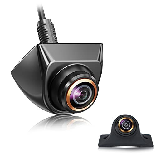 HD Backup/Front/Side View Camera with Gold Rim, GreenYi AHD 720P Reverse Rear Cam for Car, SUV, RV, Trailer, Camper, Van, Pickup, Metal Shell, Adjustable Fisheye Lens, 170 Degrees Viewing Angle (Black) 