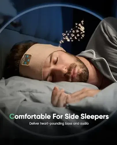 Perytong Sleep Headphones Bluetooth Headband Headphones, Headphone Band Earphones Music Sleeping Eye Mask Earbuds with HD Stereo Speaker for Women Men Teen Sleep Running Cool Gadgets Unique Gifts - 4