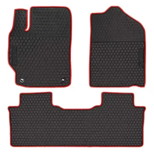 HD-Mart Car Rubber Floor Mat for Toyota Camry 7th 2012-2013-2014-2015-2016-2017 Custom Fit Black Red Rubber Car Floor Liners Set All Weather Protection Heavy Duty Odorless - 1
