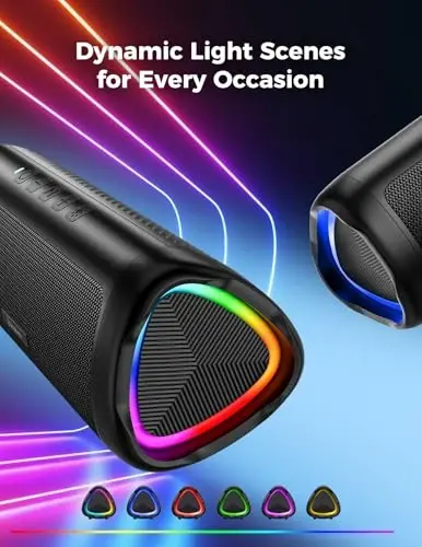 HD Ovozli Bluetooth Karnay, Ko'chma Simsiz, IPX5 Su o'tkazmaydigan, 24 soatgacha O'ynash Vaqti, TWS Juftlashtirish, BT5.3, Uy/Partiya/Tashqi/Plyaj, Elektron Asboblar, Tug'ilgan Kun Sovg'asi (Qora) - 3