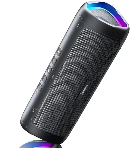 HD Ovozli Bluetooth Karnay, Ko'chma Simsiz, IPX5 Su o'tkazmaydigan, 24 soatgacha O'ynash Vaqti, TWS Juftlashtirish, BT5.3, Uy/Partiya/Tashqi/Plyaj, Elektron Asboblar, Tug'ilgan Kun Sovg'asi (Qora) 