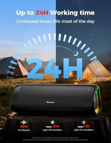 HD Ovozli Bluetooth Karnay, Ko'chma Simsiz, IPX5 Su o'tkazmaydigan, 24 soatgacha O'ynash Vaqti, TWS Juftlashtirish, BT5.3, Uy/Partiya/Tashqi/Plyaj, Elektron Asboblar, Tug'ilgan Kun Sovg'asi (Qora) - 3