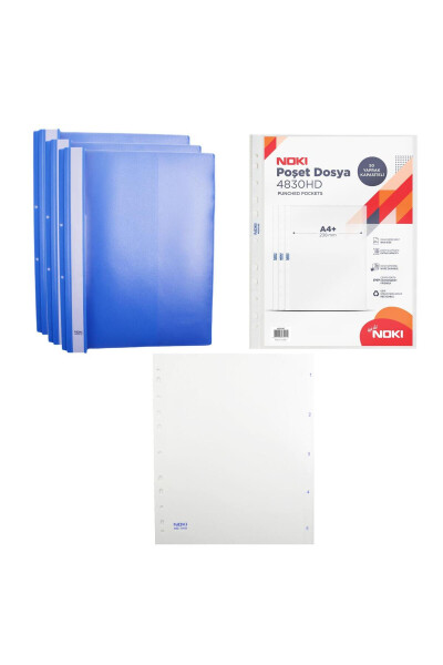 HD Wirebound Folder Blue 3 Pack HD Pouch Folder 10 Pack and HD 1-5 Number Divider - 1