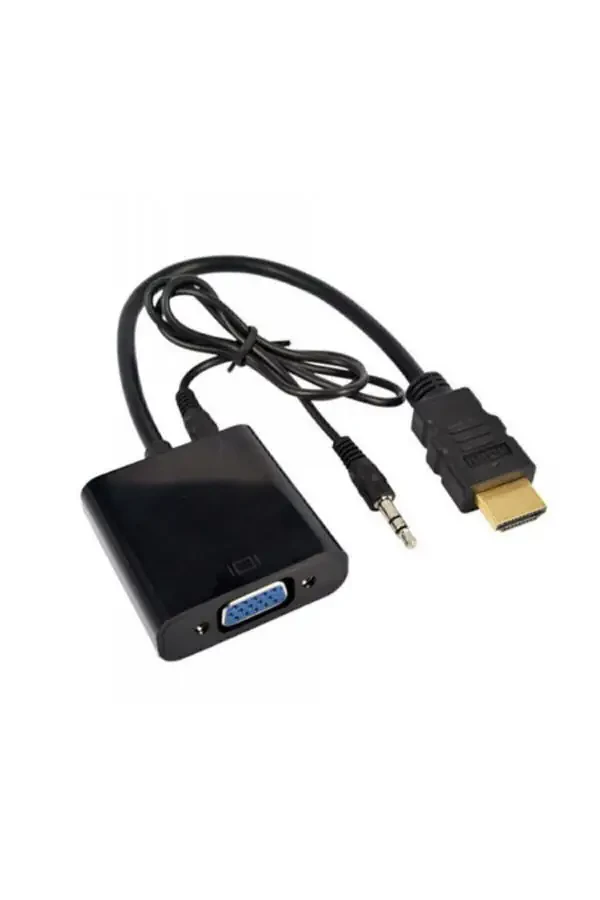 HDMI to VGA Ses Destekli Monitör Görüntü Çevirici Aparat HDMI Çıkışlı Bilgisaya - 1