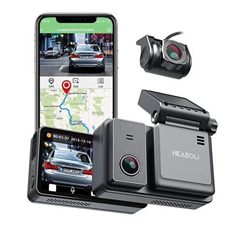 Heaboli 4K Çift Ön ve Arka Dash Cam, Wi-Fi GPS, 3 İnç IPS Dokunmatik Ekran, Gece Görüşü ile Araba Kamerası Sürücü Kaydedici, Park Modu - 7