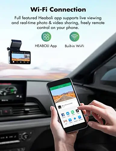 Heaboli 4K Dual Dash Cam Front and Rear, Wi-Fi GPS, 3 Inches IPS Touch Screen, Car Camera Driving Recorder with Night Vision, Parking Mode - 9