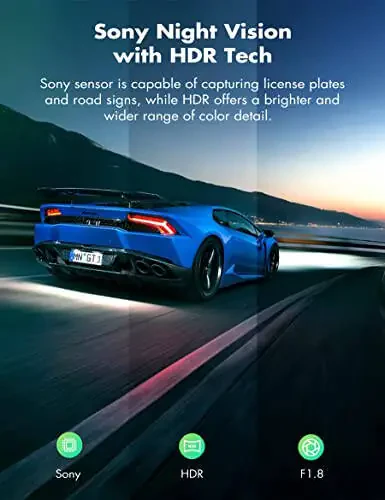 Heaboli 4K Dual Dash Cam Front and Rear, Wi-Fi GPS, 3 Inches IPS Touch Screen, Car Camera Driving Recorder with Night Vision, Parking Mode - 12