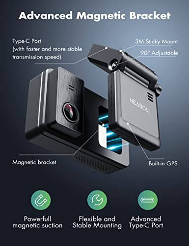 Heaboli 4K Ikkita oldingi va orqa Dash Cam, Wi-Fi GPS, 3 dyuymli IPS Sensorli Ekran, Kechki Ko'rish bilan Avtomobil Kamerasi Haydovchi Yozuvchisi, To'xtash Rejimi - 11