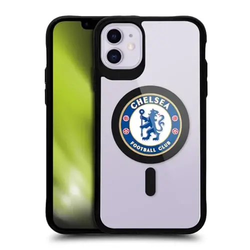 Head Case Designs Officially Licensed Chelsea Football Club Badge Logo Icon Black Shockproof Bumper Case [Military Grade Protection] Compatible with and Compatible with MagSafe Apple iPhone 11 - 1