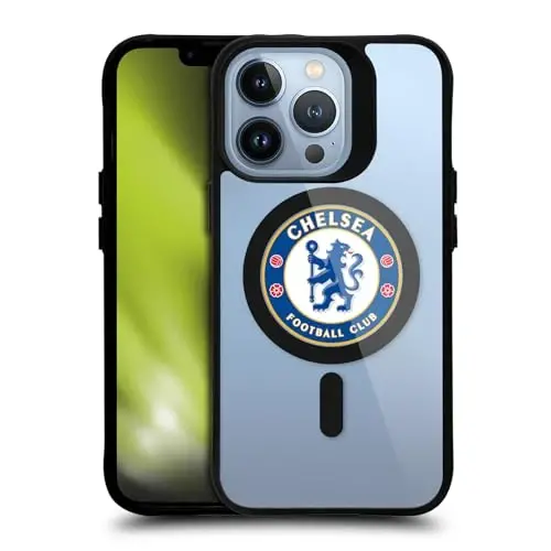 Head Case Designs Officially Licensed Chelsea Football Club Badge Logo Icon Black Shockproof Bumper Case [Military Grade Protection] Compatible with and Compatible with MagSafe Apple iPhone 13 Pro - HEAD CASE DESIGNS