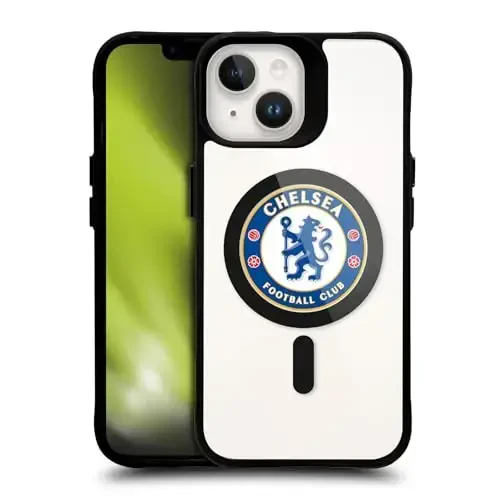 Head Case Designs Officially Licensed Chelsea Football Club Badge Logo Icon Black Shockproof Bumper Case [Military Grade Protection] Compatible with and Compatible with MagSafe Apple iPhone 14 - HEAD CASE DESIGNS