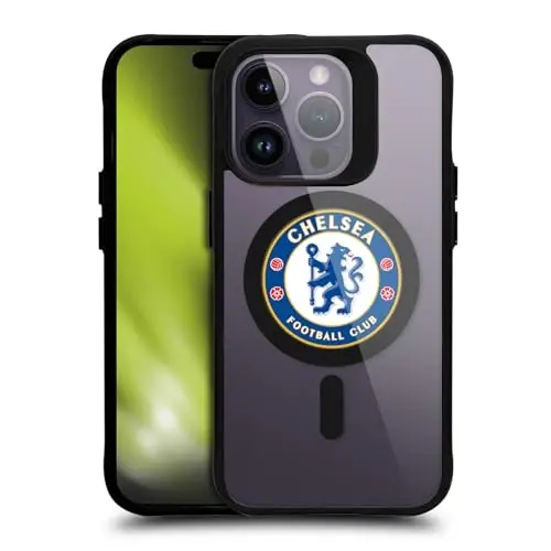 Head Case Designs Officially Licensed Chelsea Football Club Badge Logo Icon Black Shockproof Bumper Case [Military Grade Protection] Compatible with and Compatible with MagSafe Apple iPhone 14 Pro - HEAD CASE DESIGNS