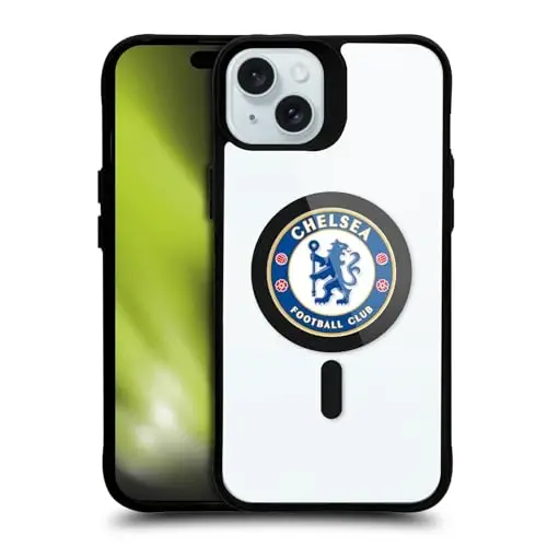 Head Case Designs Officially Licensed Chelsea Football Club Badge Logo Icon Black Shockproof Bumper Case [Military Grade Protection] Compatible with and Compatible with MagSafe Apple iPhone 15 Plus - HEAD CASE DESIGNS