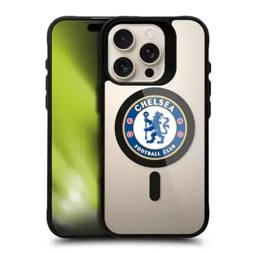 Head Case Designs Officially Licensed Chelsea Football Club Badge Logo Icon Black Shockproof Bumper Case [Military Grade Protection] Compatible with and Compatible with MagSafe Apple iPhone 16 Pro - 1