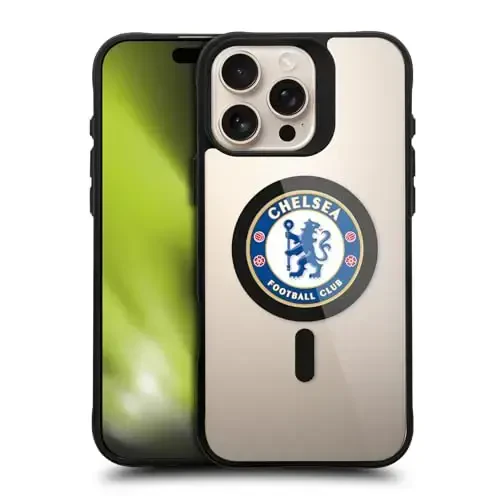 Head Case Designs Officially Licensed Chelsea Football Club Badge Logo Icon Black Shockproof Bumper Case [Military Grade Protection] Compatible with and Compatible with MagSafe Apple iPhone 16 Pro - 1
